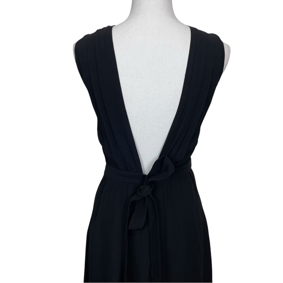 & Other Stories NEW Black Sleeveless High Neck Tie Waist Open Back Midi Dress - Picture 7 of 13